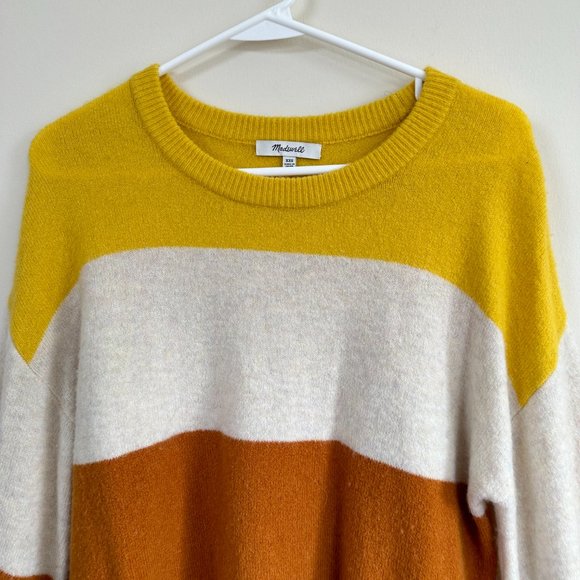Madewell Colorblock Striped Gladwell Balloon Sleeve Pullover Alpaca Sweater XXS - Picture 3 of 9